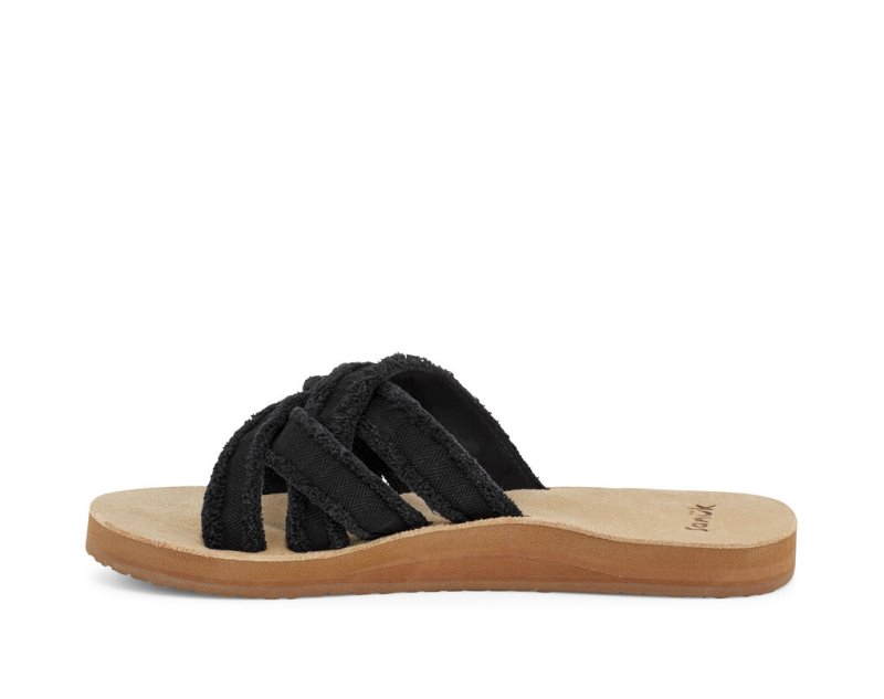 Sanuk Fraidy Slide Women's Sandals Black | Canada 142QMA